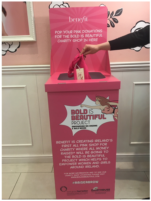 Benefit, Bold is Beautiful, pop up shop bins