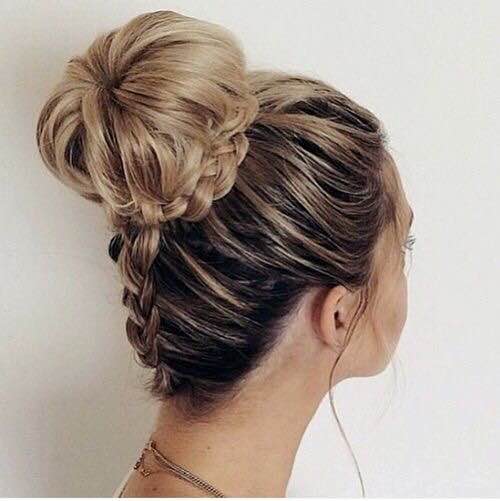 Braided topknot, braids, hairstyles, easy, spring, summer