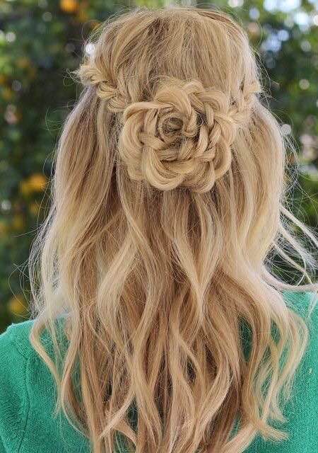 Flower braid, half up hairstyles, braids for summer